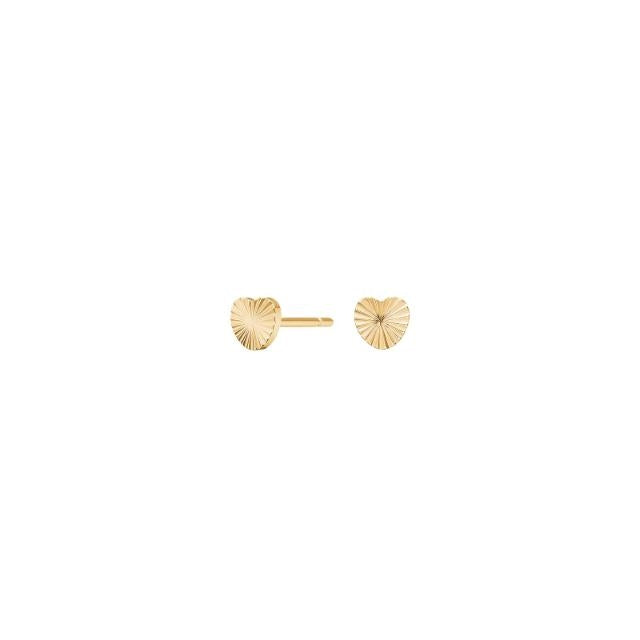 Hjerteøreringe med solmønster i forgyldt titanium fra Nordahl Andersen, 4,5 mm, nikkelfri.